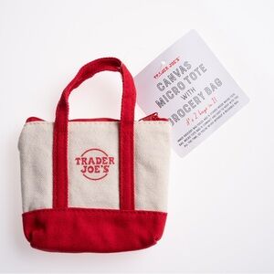Trader Joe's Canvas Micro Tote with Grocery Bag - Red